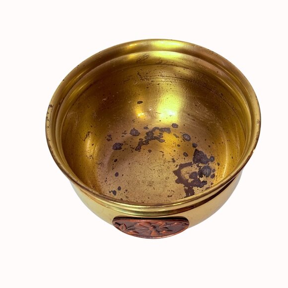 Princess House Brass Indoor Planter Copper Floral Detail Decorative Pot Containe - Picture 5 of 11